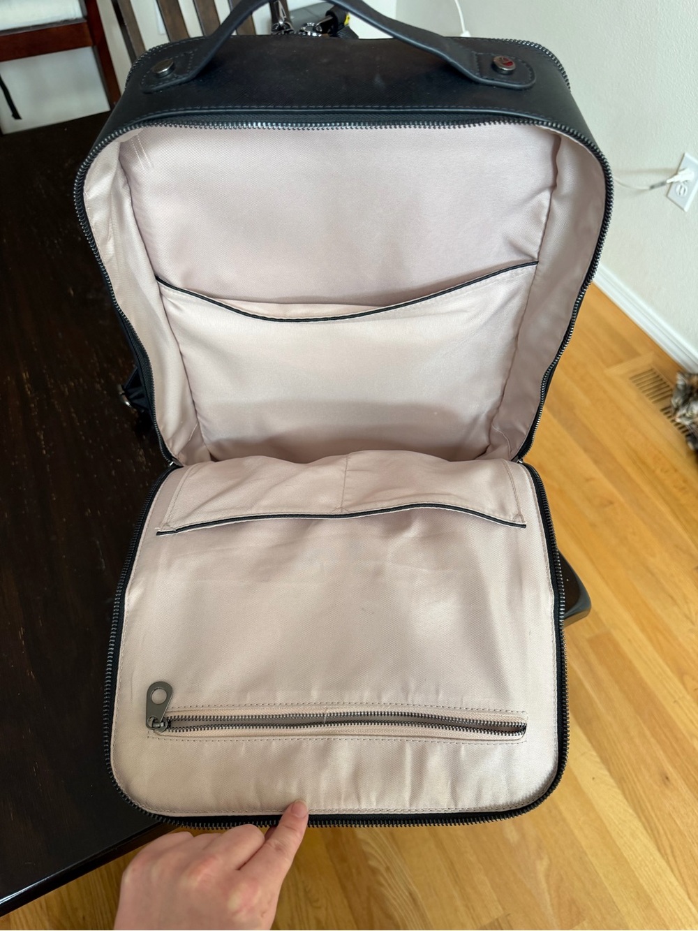 Calpak Black Faux-Leather Backpack with Whipstitch Trim - Picture 3 of 6